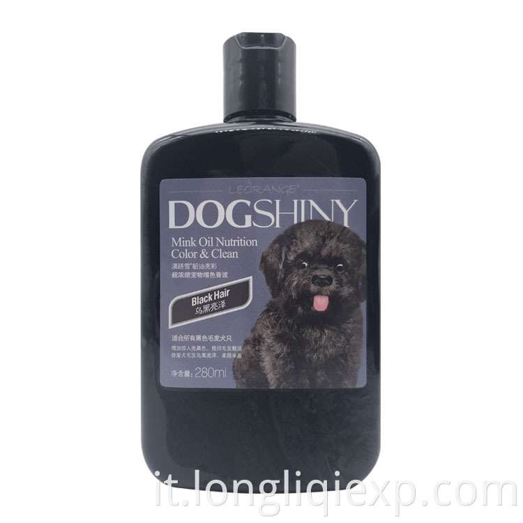 Dog Shiny Pet Black Hair Visone Oil Nutrition Color & Clean Shampoo 280ml